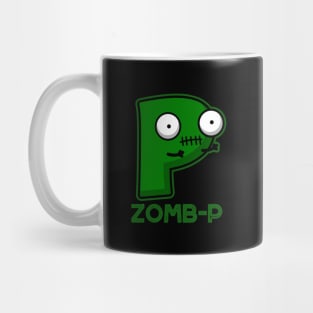 Zom-P Cute Halloween Zombie Alphabet P Pun Mug